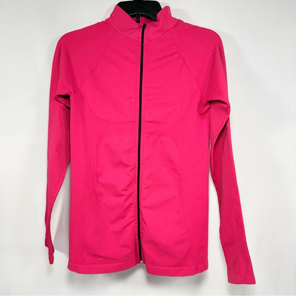 NUX Pink Microfiber Nylon Mock Neck Full Zip Active Jacket Size L Large